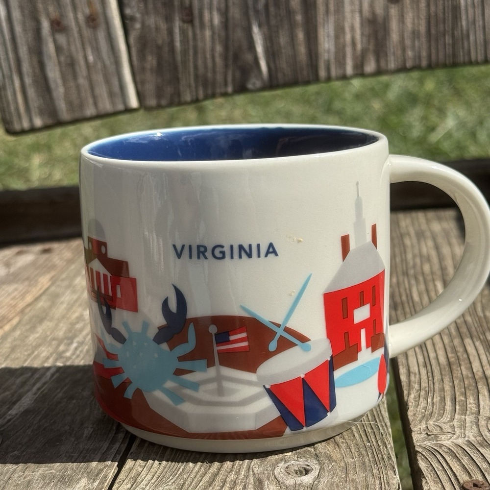 Starbucks Virginia You Are Here Collection 14oz Coffee Mug Blue Interior
